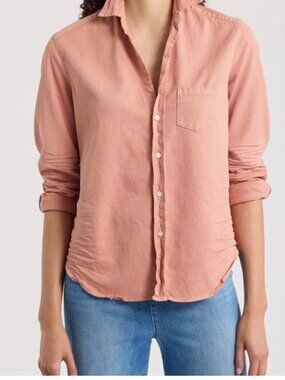 Frank & Eileen Barry Button Down Cotton Shirt Pink Small